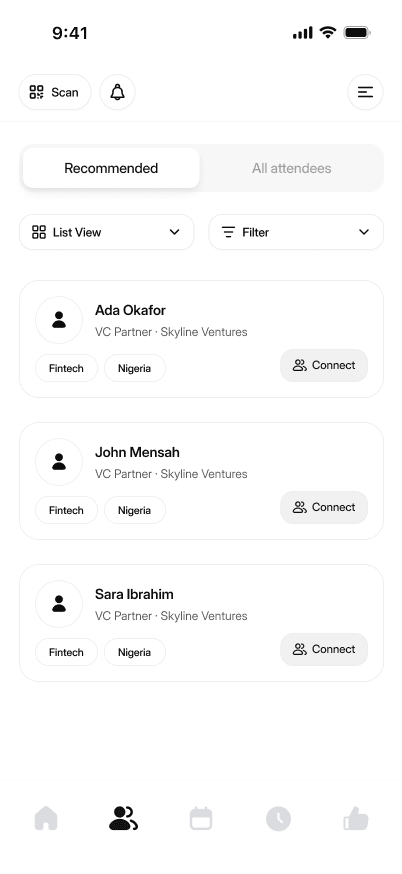 Attendees List View